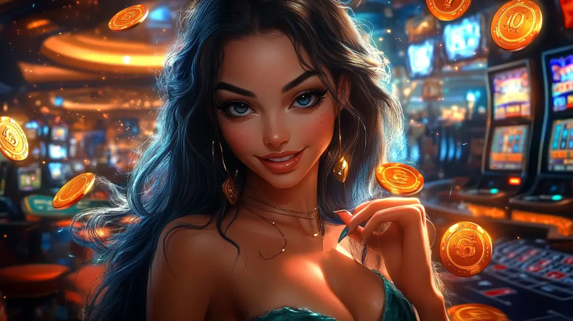 A smiling woman with curly hair shows a 'GECCO' themed slot game on her phone, one of the many fun and colorful mobile games you can play for big wins on the JILI16 app.